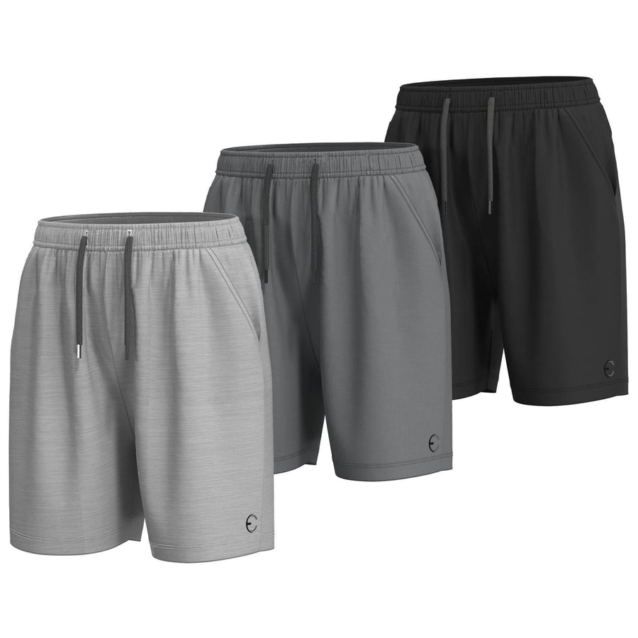 Essenclo boys basketball shorts with pockets 3-pack, light gray / gray / black