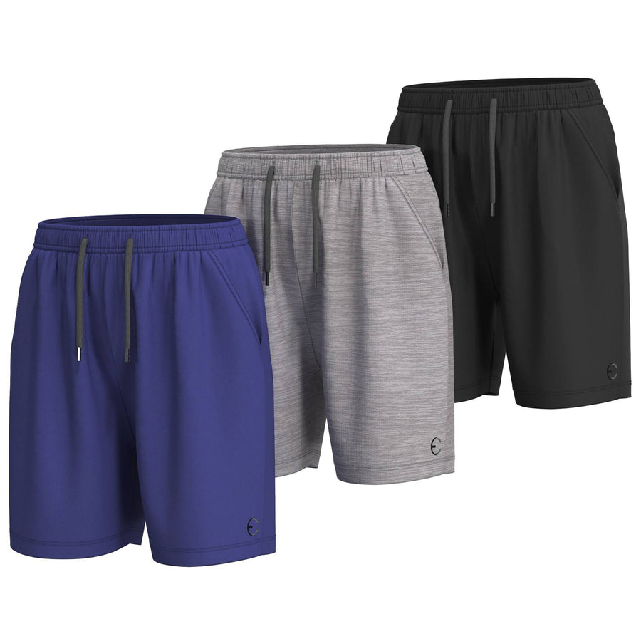 Essenclo boys basketball shorts with pockets 3-pack, royal blue / gray