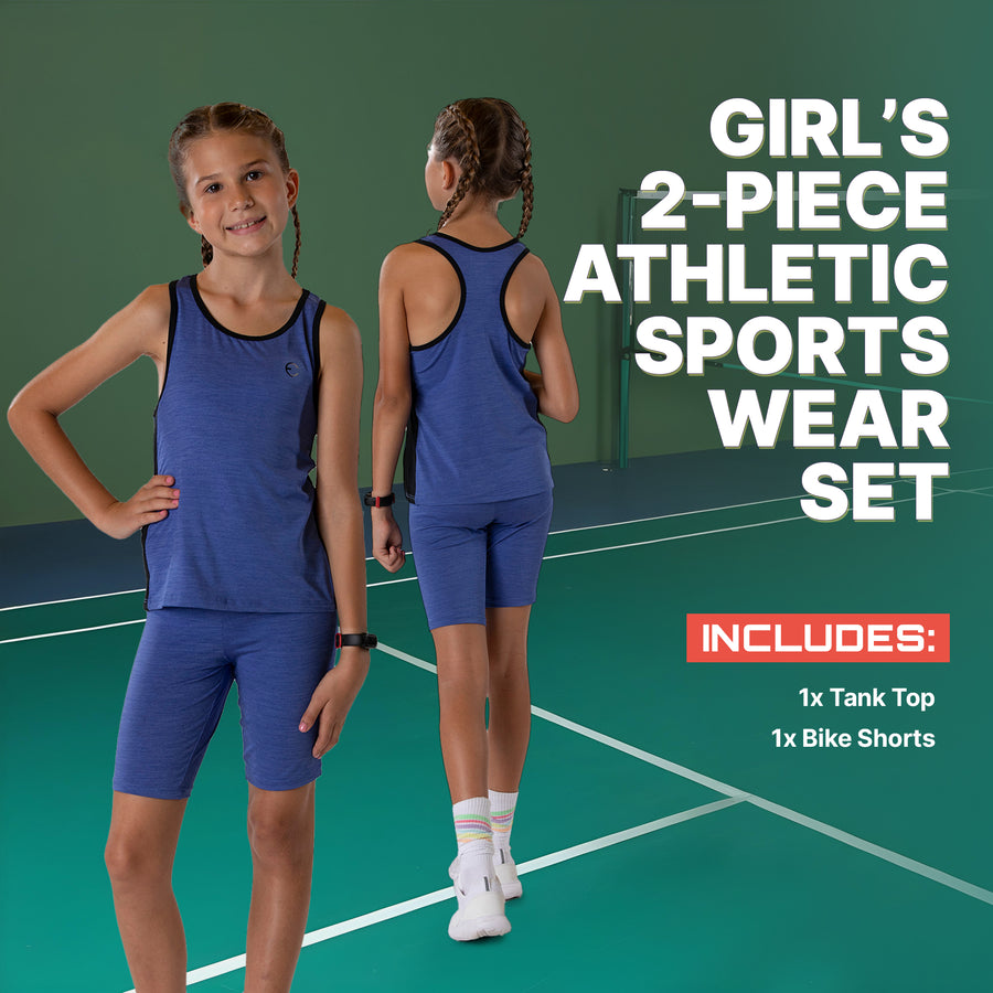 Essenclo girls racerback tank top and bike shorts 2-piece set, gray (photo 2)