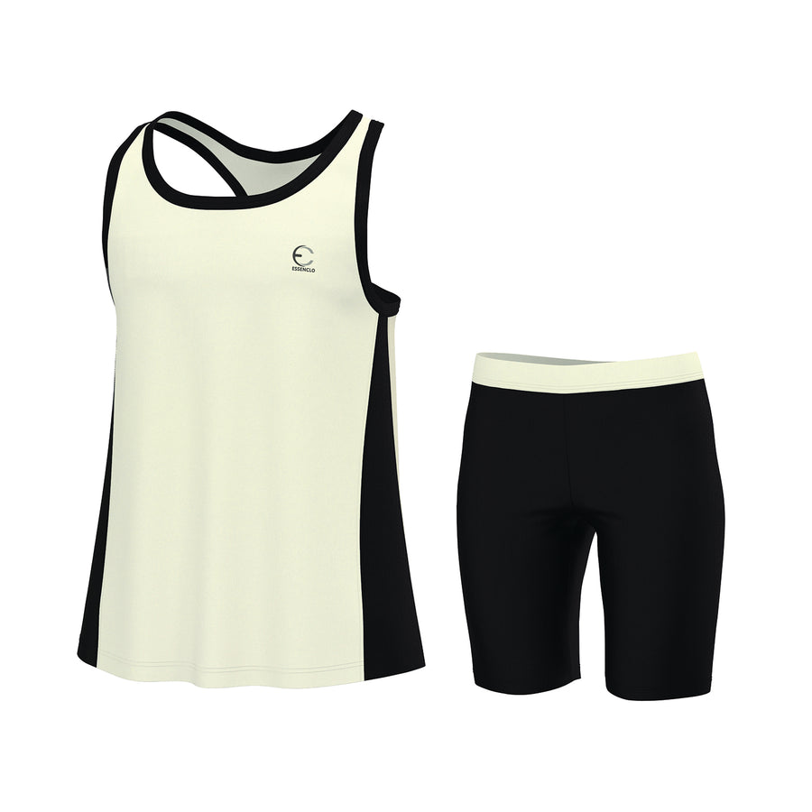 Essenclo girls racerback tank top and bike shorts 2-piece set, cream