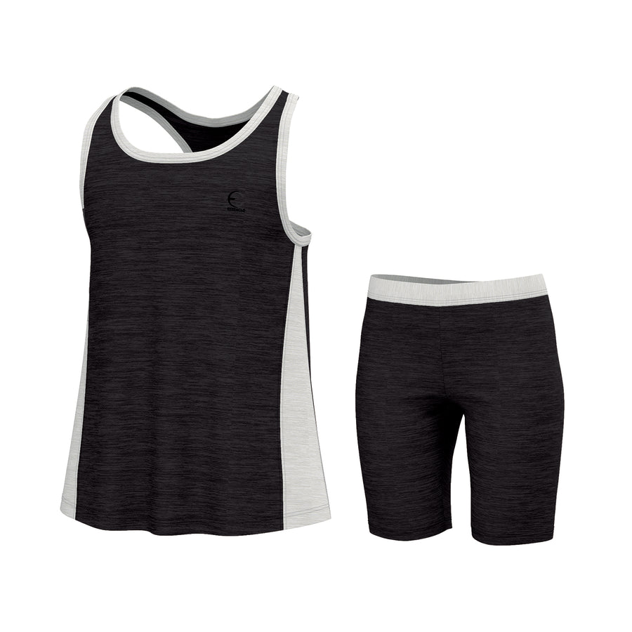 Essenclo girls racerback tank top and bike shorts 2-piece set, heather charcoal