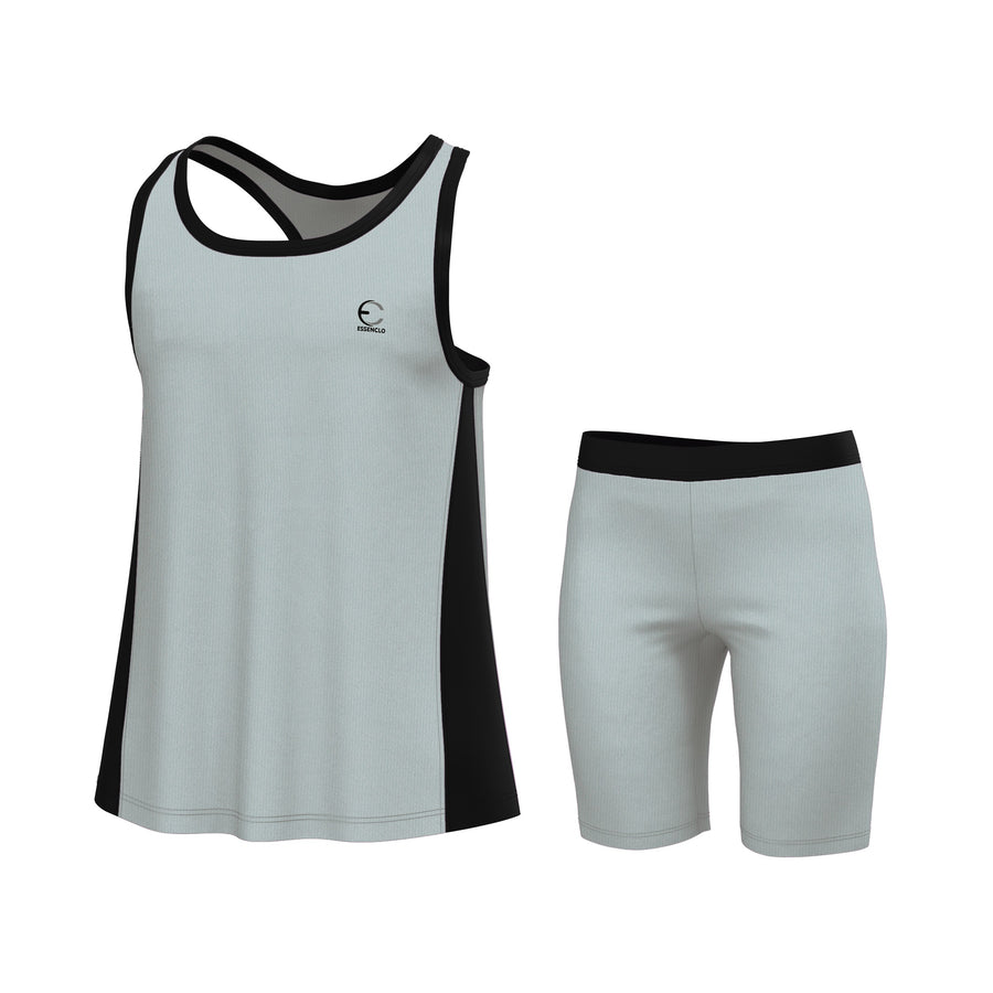 Essenclo girls racerback tank top and bike shorts 2-piece set, mint green