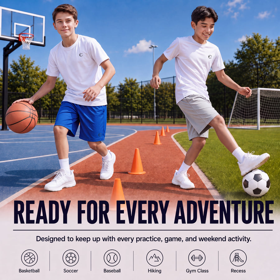 Essenclo boys basketball shorts with pockets 3-pack, royal blue / red / black (photo 5)