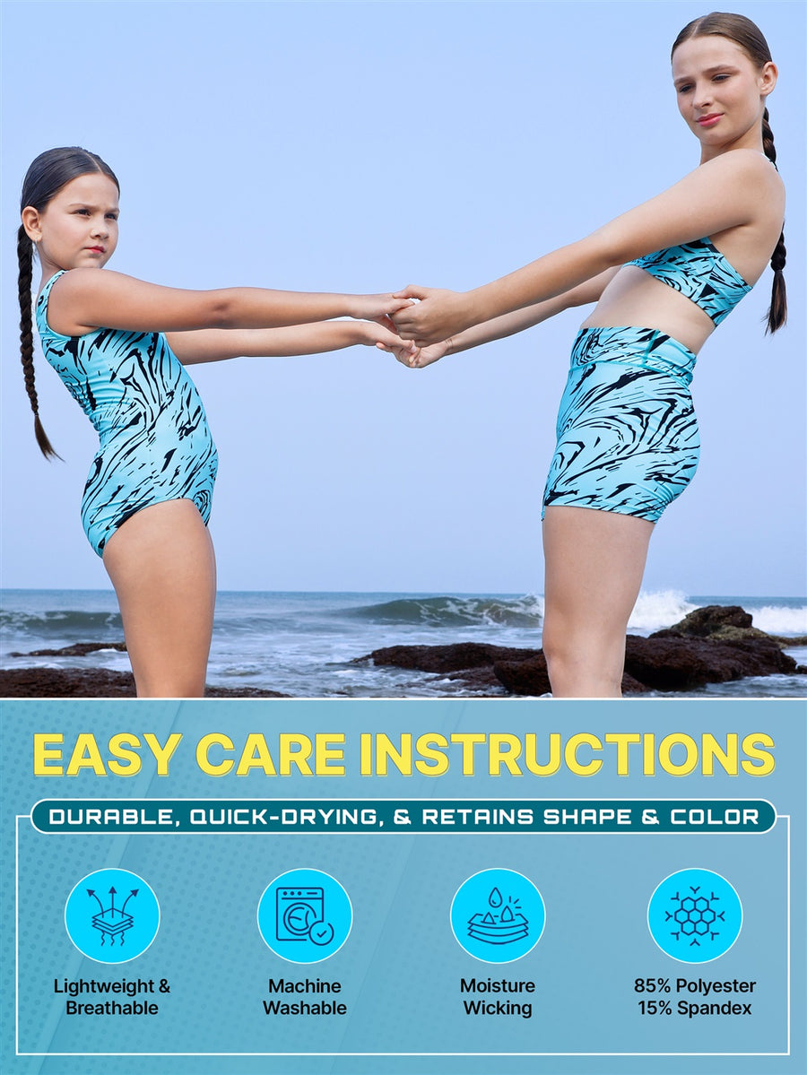 Essenclo girls gymnastics leotard, shorts and sports bra 4-piece set (photo 5)