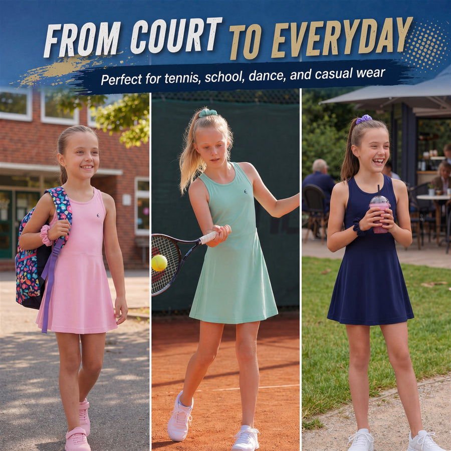 Essenclo girls tennis and golf dress with shorts 3-piece set, lavender (photo 6)