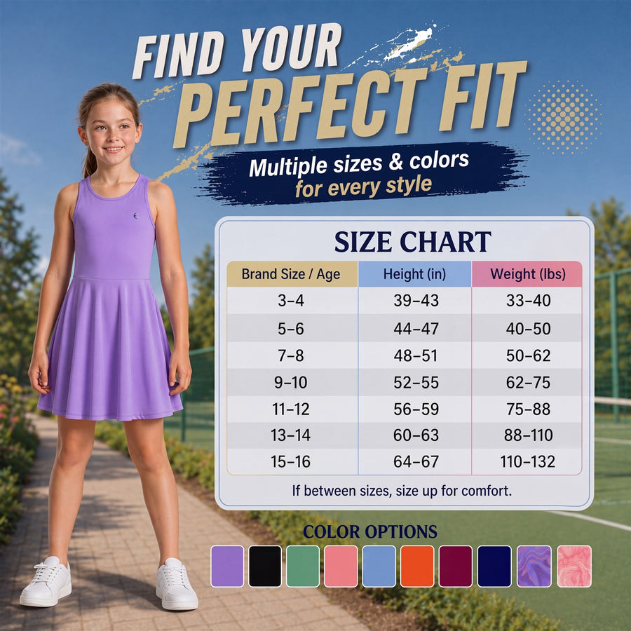 Essenclo girls tennis and golf dress with shorts 3-piece set, coral (photo 7)