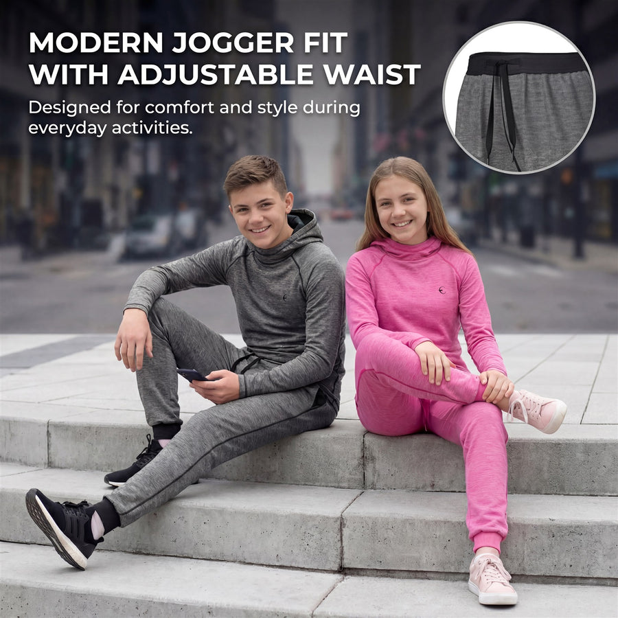 Essenclo kids reversible hoodie and jogger pants sweatsuit set, heather purple (photo 4)