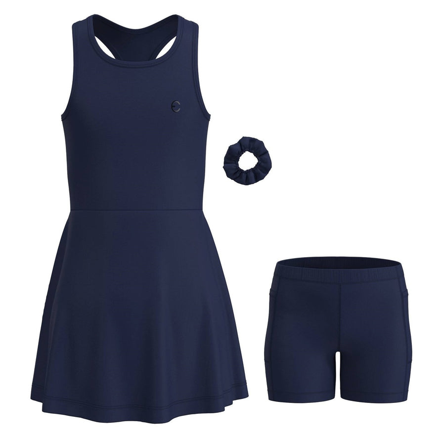 Essenclo girls tennis and golf dress with shorts 3-piece set, navy