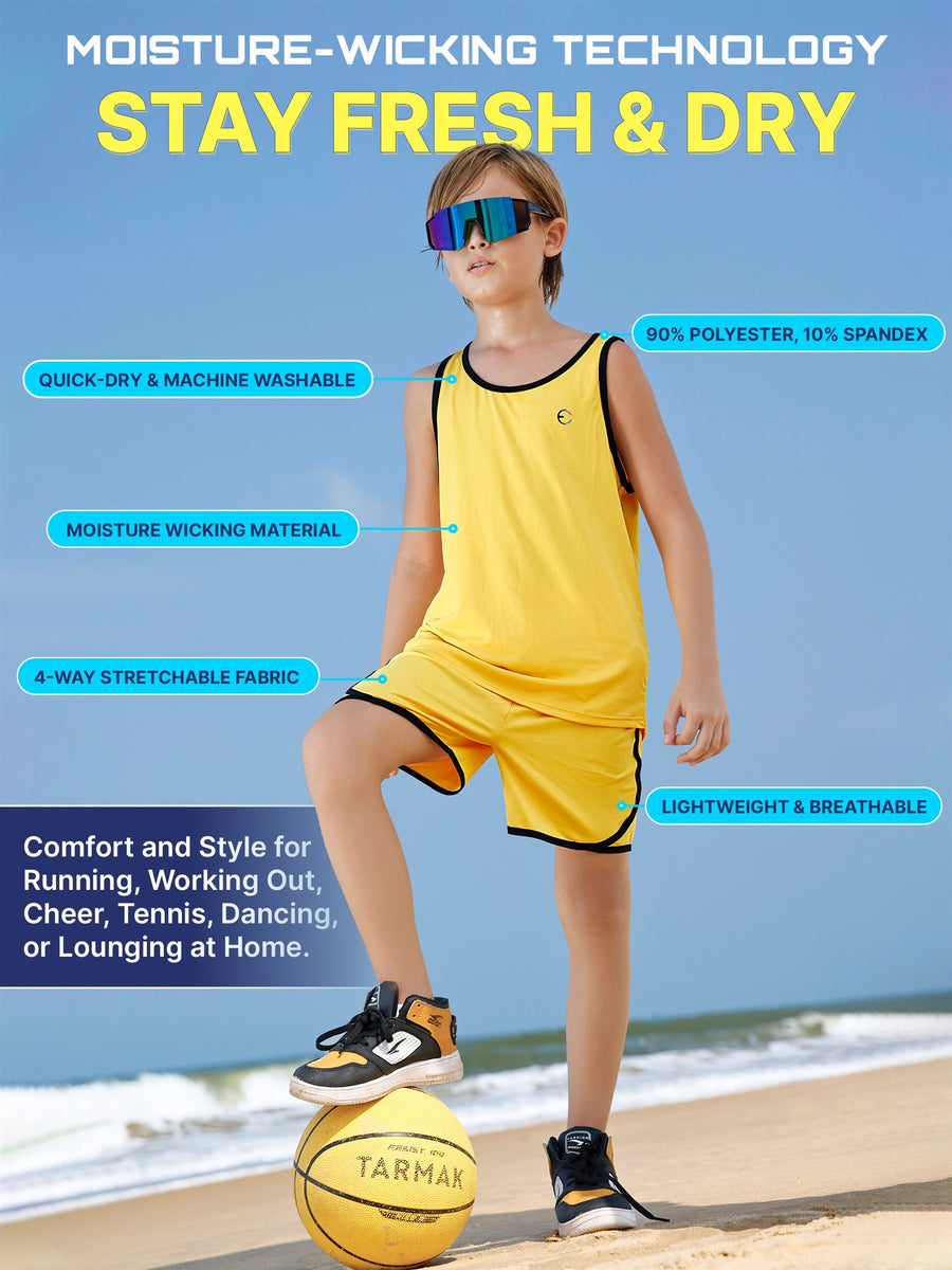Essenclo boys athletic tank top and shorts 2-piece set, heather royal (photo 3)
