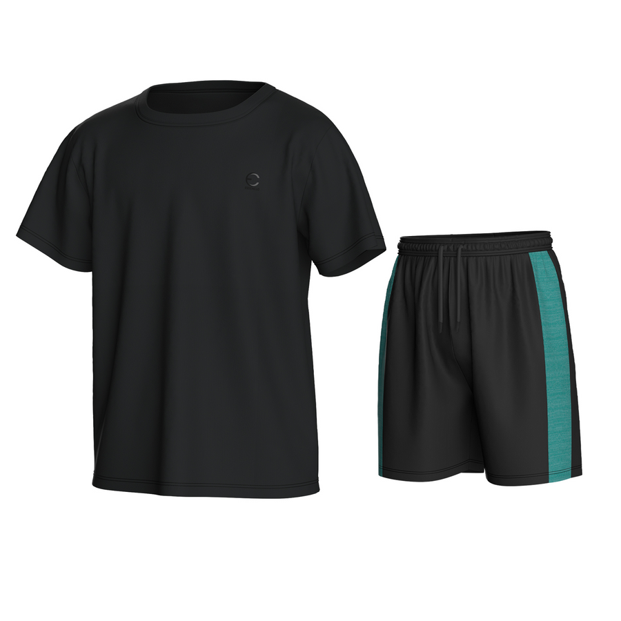 Essenclo boys athletic T-shirt and shorts 2-piece set, black
