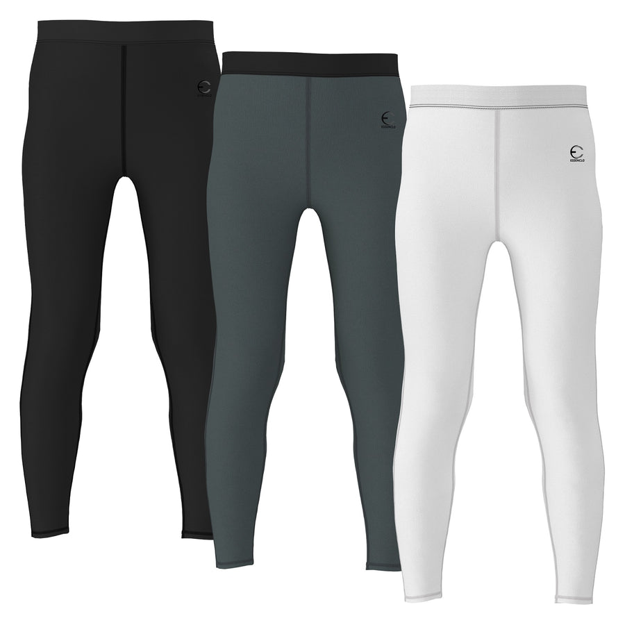 Essenclo boys compression base layer pants 3-pack, black/gray/white
