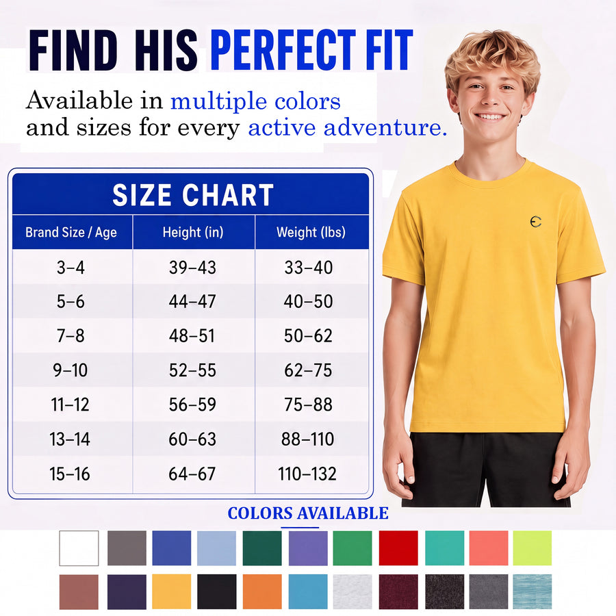 Essenclo boys dry fit crew neck T-shirts 3-pack, kelly green / purple / black (photo 7)