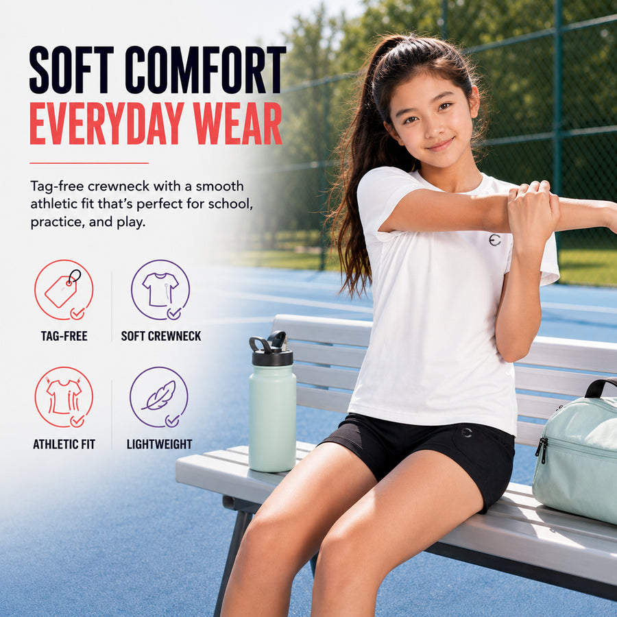Essenclo girls dry fit crew neck T-shirts 3-pack, coral / lavender / pink (photo 4)
