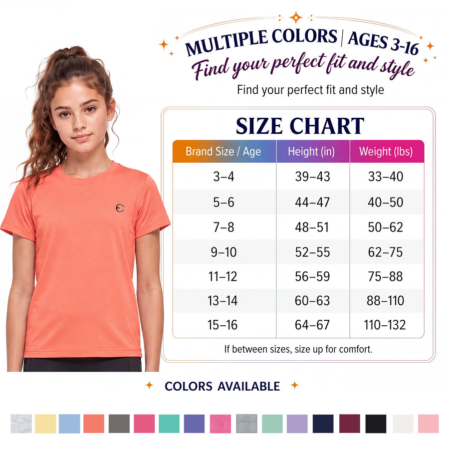 Essenclo girls dry fit crew neck T-shirts 3-pack, pink / gray / black (photo 7)