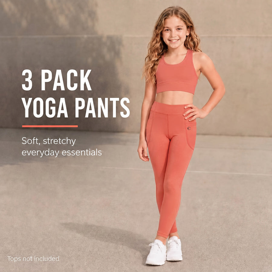 Essenclo girls high waisted leggings with pockets 3-pack, light blue / mint green / black (photo 2)