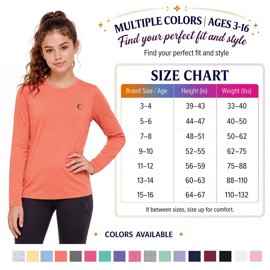 Essenclo girls long sleeve dry fit shirts 3-pack, soft pink / lavender / white (photo 14)