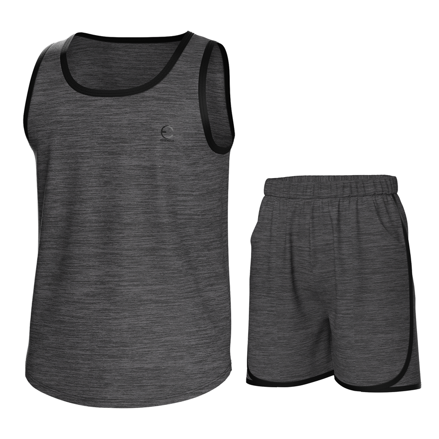 Essenclo boys athletic tank top and shorts 2-piece set, heather charcoal