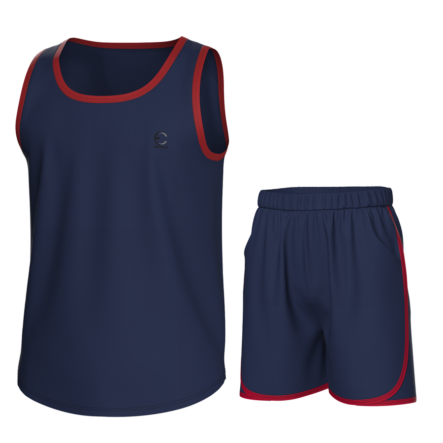 Essenclo boys athletic tank top and shorts 2-piece set, navy