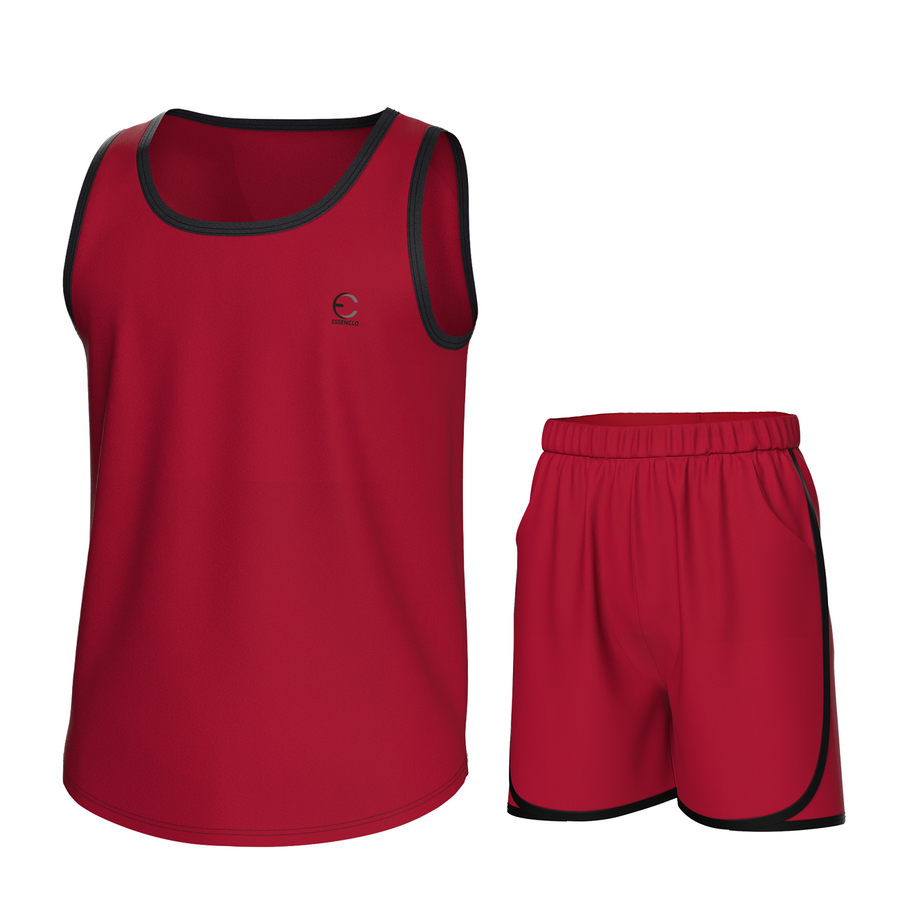 Essenclo boys athletic tank top and shorts 2-piece set, red