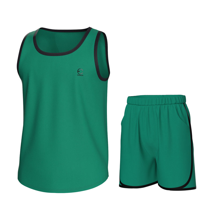 Essenclo boys athletic tank top and shorts 2-piece set, teal green