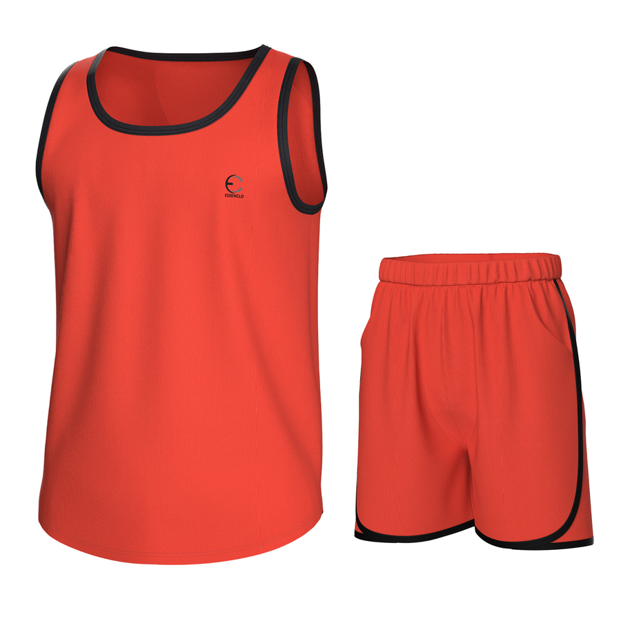 Essenclo boys athletic tank top and shorts 2-piece set, coral
