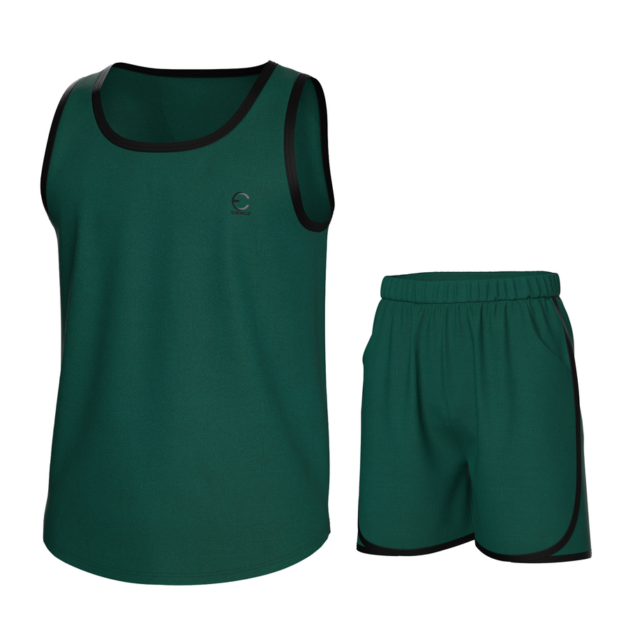 Essenclo boys athletic tank top and shorts 2-piece set, evergreen