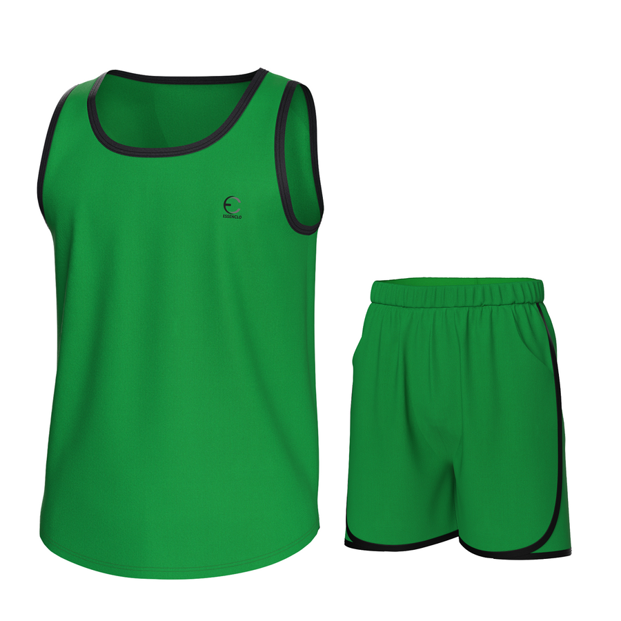 Essenclo boys athletic tank top and shorts 2-piece set, kelly green