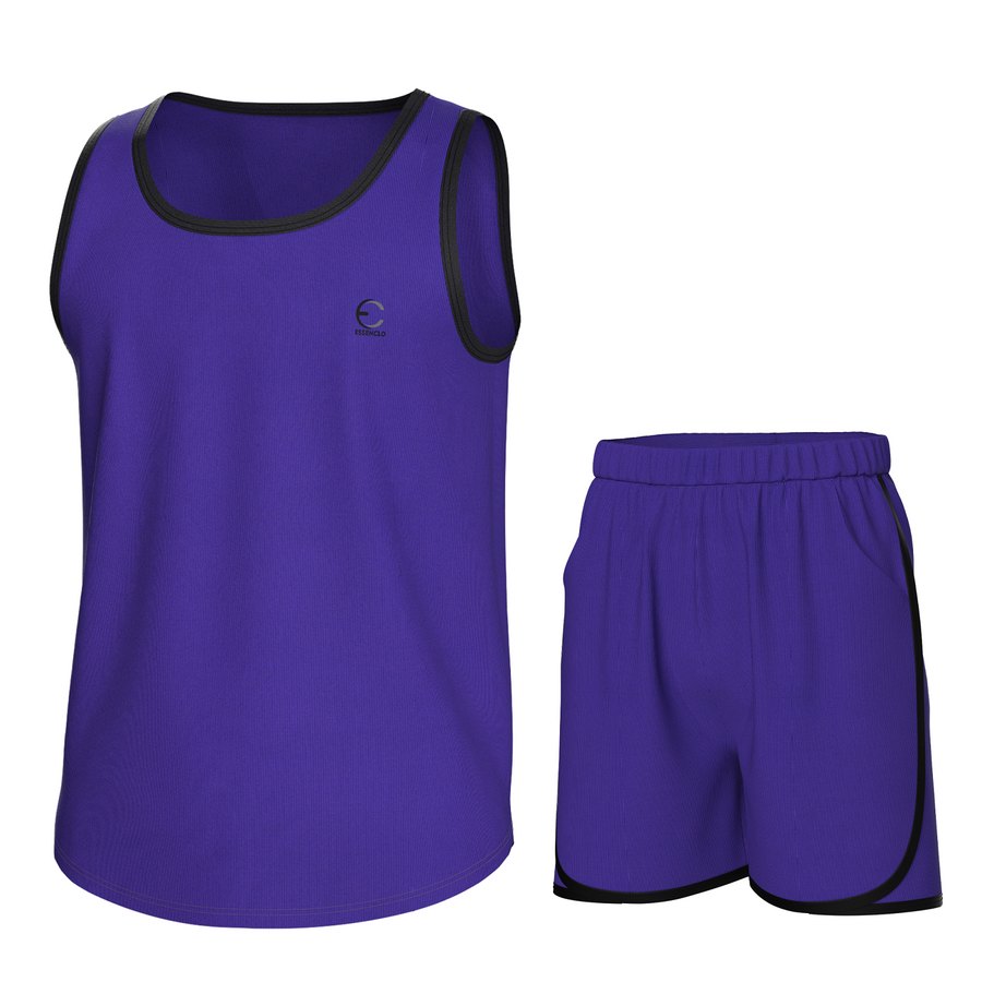 Essenclo boys athletic tank top and shorts 2-piece set, purple