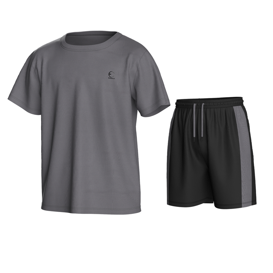 Essenclo boys athletic T-shirt and shorts 2-piece set, gray