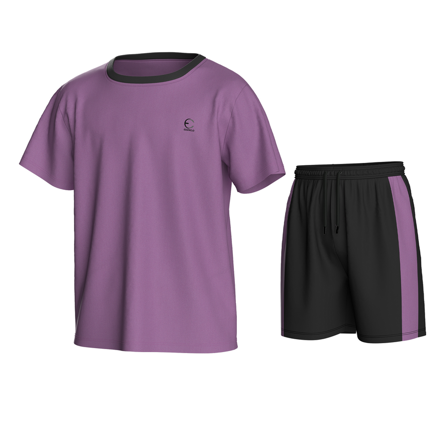 Essenclo boys athletic T-shirt and shorts 2-piece set, lavender