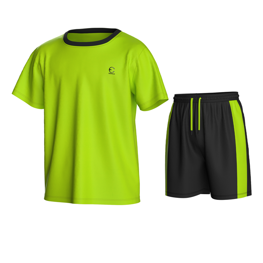 Essenclo boys athletic T-shirt and shorts 2-piece set, lime green