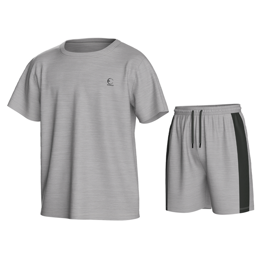 Essenclo boys athletic T-shirt and shorts 2-piece set, marl gray