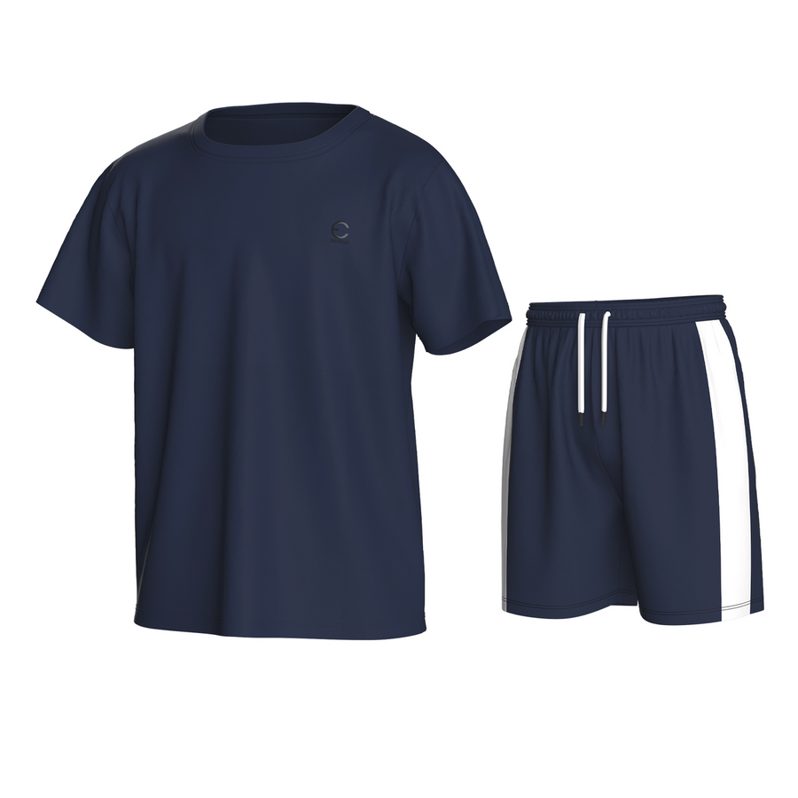 Essenclo boys athletic T-shirt and shorts 2-piece set, navy