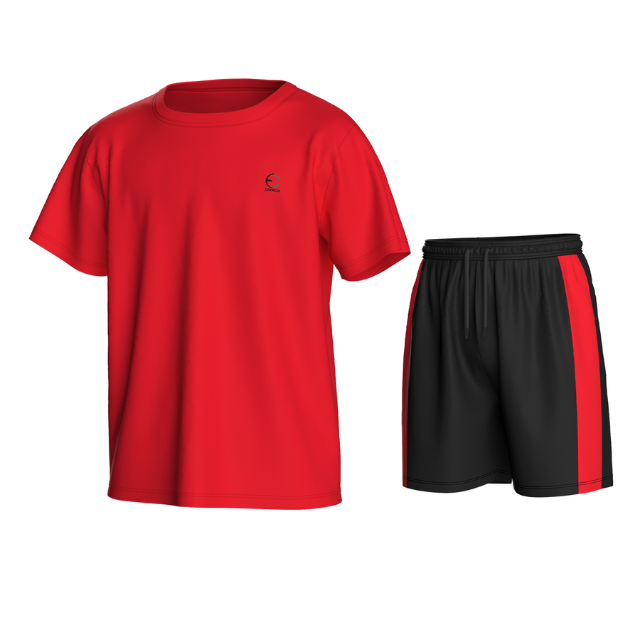 Essenclo boys athletic T-shirt and shorts 2-piece set, red