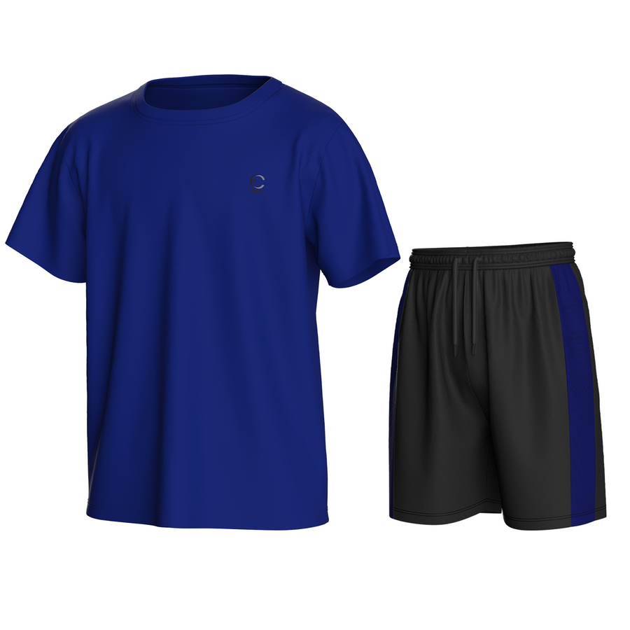 Essenclo boys athletic T-shirt and shorts 2-piece set, royal blue