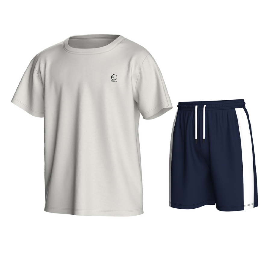 Essenclo boys athletic T-shirt and shorts 2-piece set, white