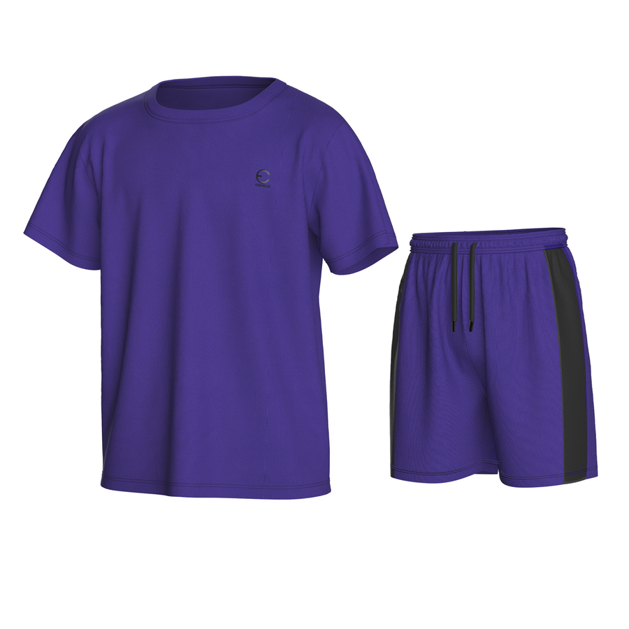 Essenclo boys athletic T-shirt and shorts 2-piece set, purple
