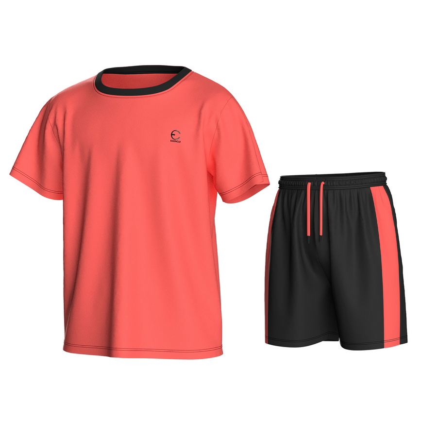 Essenclo boys athletic T-shirt and shorts 2-piece set, coral