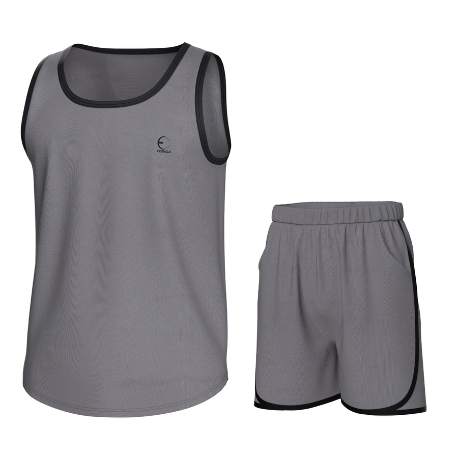 Essenclo boys athletic tank top and shorts 2-piece set, gray